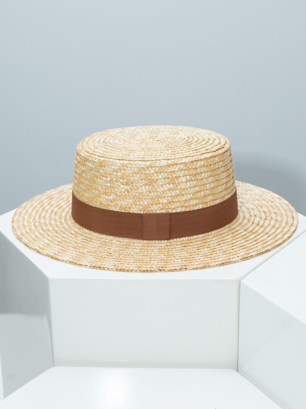 Straw Boater Hat with Ribbon - Picture 4 of 11